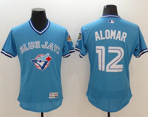 Blue Jays #12 Roberto Alomar Light Blue Flexbase Authentic Collection Cooperstown Stitched MLB Jersey